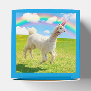 Caixinha De Lembrancinhas Alpaca Unicorn Sob O Rainbow Sky