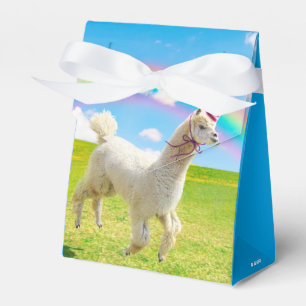 Caixinha De Lembrancinhas Alpaca Unicorn Sob O Rainbow Sky