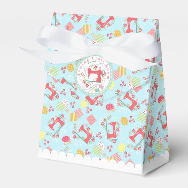 Caixinha De Lembrancinhas Amo Costurar Azul (Frente)