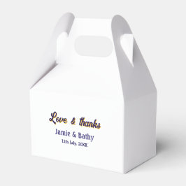 Caixinha De Lembrancinhas Amor e agradecimento roxo laranja casal nome data