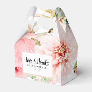 Caixinha De Lembrancinhas Amor e Obrigados Peony Pink Watercolor Favor Flora