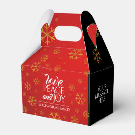 Caixinha De Lembrancinhas Amor Vermelho Festivo, Paz e Alegria com Flocos de