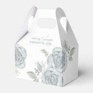 Caixinha De Lembrancinhas Ampersand de Caligrafia Floral Azul na moda Elegan
