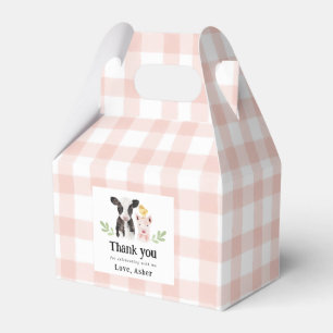Caixinha De Lembrancinhas Animais de Criação Rosa Gingham
