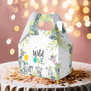 Caixinha De Lembrancinhas Animais de festa Safari Wild One Boy Birthday