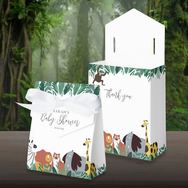 Caixinha De Lembrancinhas Animais de Safari na Selva Chá de Bebê (Jungle Safari Animals Baby Shower Favor Boxes)