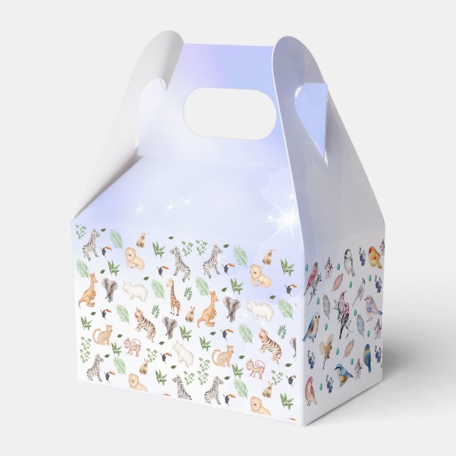 Caixinha De Lembrancinhas Animais selvagens com padrão de árvore na selva (Frente)