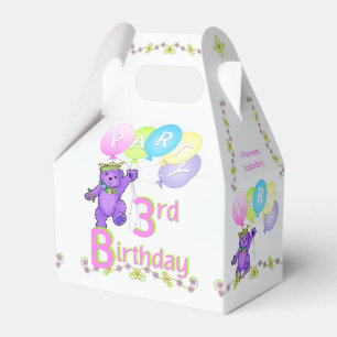 Caixinha De Lembrancinhas aniversário de 3 anos Princess Bear Personalizado