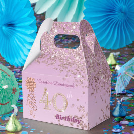 Caixinha De Lembrancinhas aniversário de 40 anos Glitter Dourado e Fita