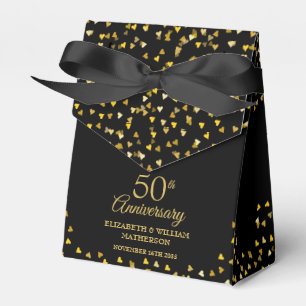 Caixinha De Lembrancinhas Aniversário de 50 anos de Casamento Corações Preto