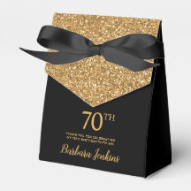Aniversário de 70 anos Preto Dourado Brilho Agrade