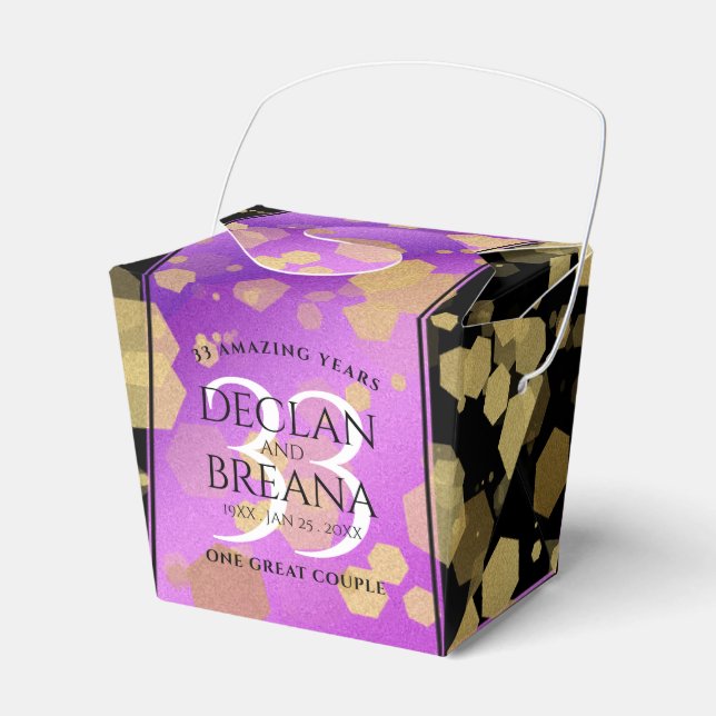 Caixinha De Lembrancinhas Aniversário de Casamento de Ametist Elegante 33 (Frente)
