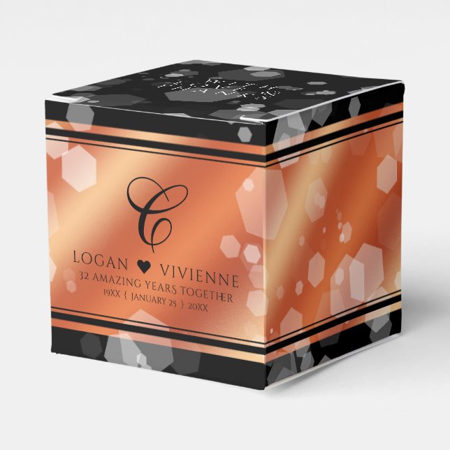 Caixinha De Lembrancinhas Aniversário de Casamento de Bronze, 8° aniversário (Frente)