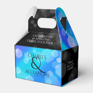 Caixinha De Lembrancinhas Aniversário de Casamento de Topaz Azul Elegante 4