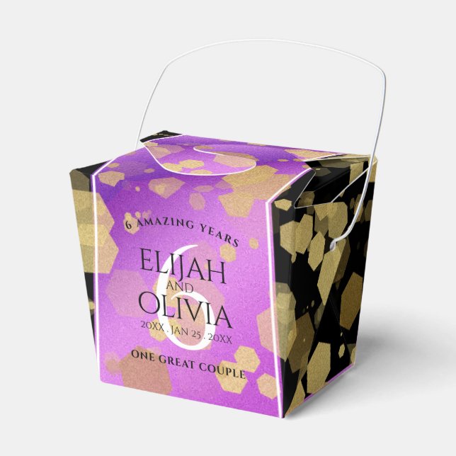 Caixinha De Lembrancinhas Aniversário de Casamento do Elegante 6 Ametyst (Frente)