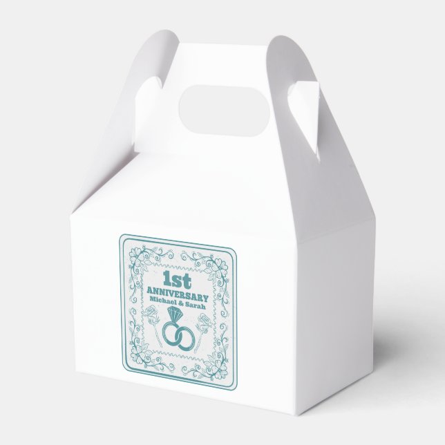 Caixinha De Lembrancinhas Aniversário de casamento Floral Ano personalizável (Frente)