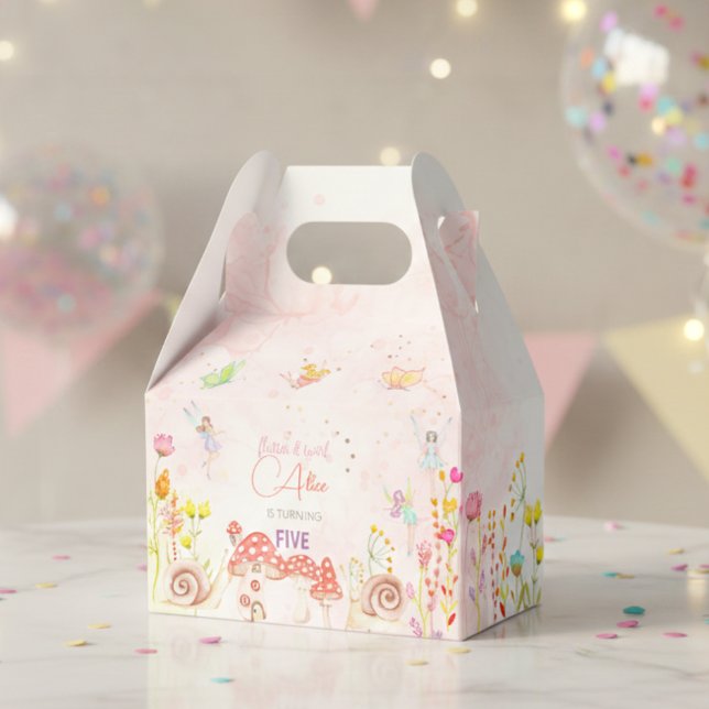Caixinha De Lembrancinhas Aniversário de criança de aquarelas de fada (Criador carregado)