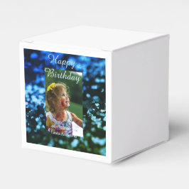 Caixinha De Lembrancinhas Aniversário de criança de fotos azul verde-brilhan