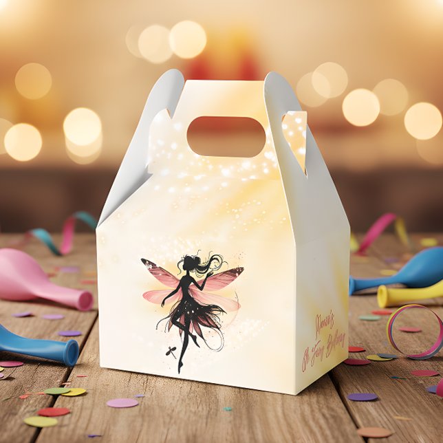 Caixinha De Lembrancinhas Aniversário de criança de silhueta de fada encanta (Criador carregado)