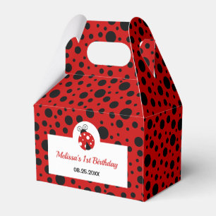 Caixinha De Lembrancinhas Aniversário de criança Ladybug Red Black Bolinhas
