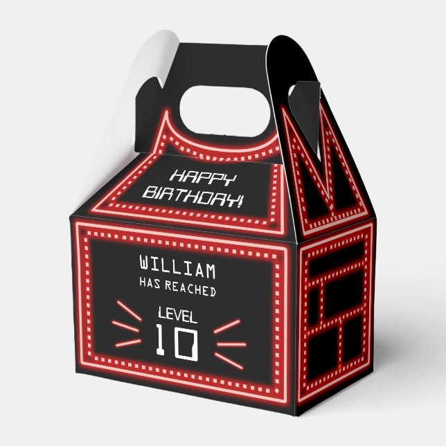 Caixinha De Lembrancinhas Aniversário de criança Neon do Jogo de Vídeo com A (Frente)