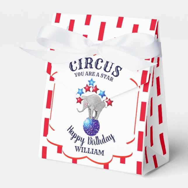 Caixinha De Lembrancinhas Aniversário de Elefante de Circo (Frente)