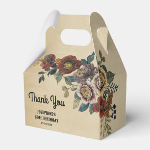 Caixinha De Lembrancinhas Aniversário de Flores Vintage Obrigado