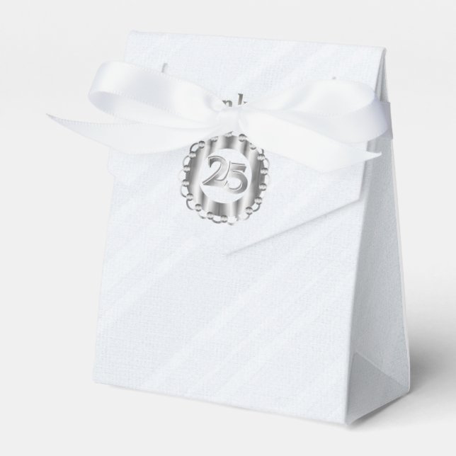 Caixinha De Lembrancinhas Aniversário de Prata Obrigado (Frente)