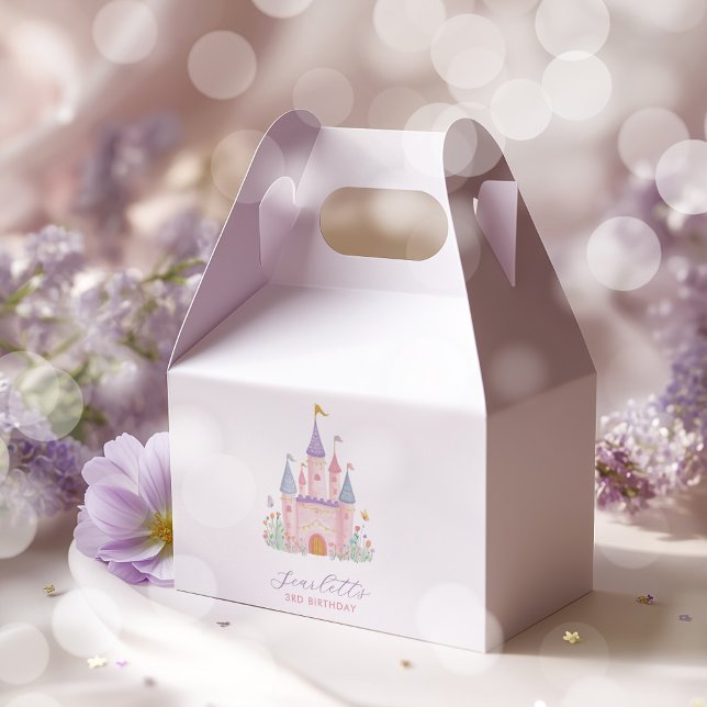 Caixinha De Lembrancinhas Aniversário de Princesa Castelo Encantado Meninas (Princess Castle Girls Birthday Party Gable Boxes)