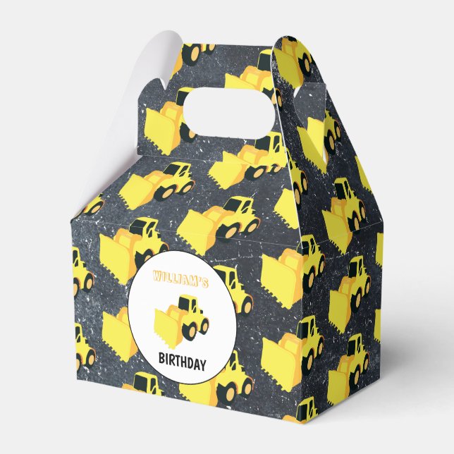 Caixinha De Lembrancinhas Aniversário do Caminhão de Construção do Carregado (Frente)