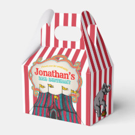 Caixinha De Lembrancinhas Aniversário do Circo Vintage Azul-Teal Vermelho