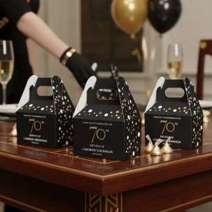 Caixinha De Lembrancinhas Aniversário do Classy Confetti Dourado Black 70