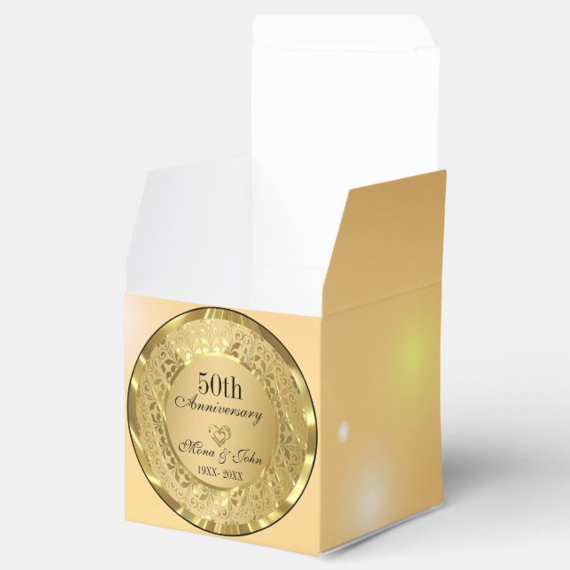 Caixinha De Lembrancinhas Aniversário do Damask do ouro (Aberto)