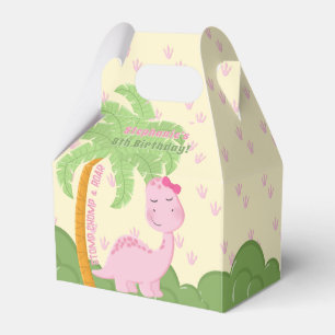 Caixinha De Lembrancinhas Aniversário do Dinossauro Rosa