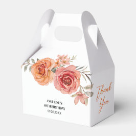 Caixinha De Lembrancinhas Aniversário do Elegante Floral Red Orange Rosa, Ob