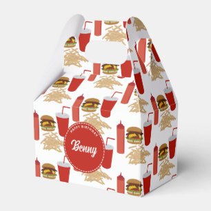 Caixinha De Lembrancinhas Aniversário do Padrão Fries Burger de Comida Rápid