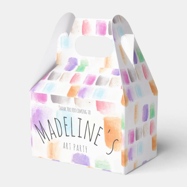 Caixinha De Lembrancinhas Aniversário do Partido da Arte de Aquarela Abstrat (Frente)