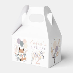 Caixinha De Lembrancinhas Aniversário do Pastel Boho Fox e Balões