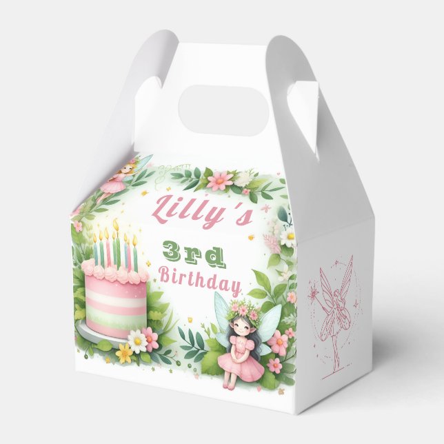 Caixinha De Lembrancinhas Aniversário do Pastel Verde Fairy - (Frente)