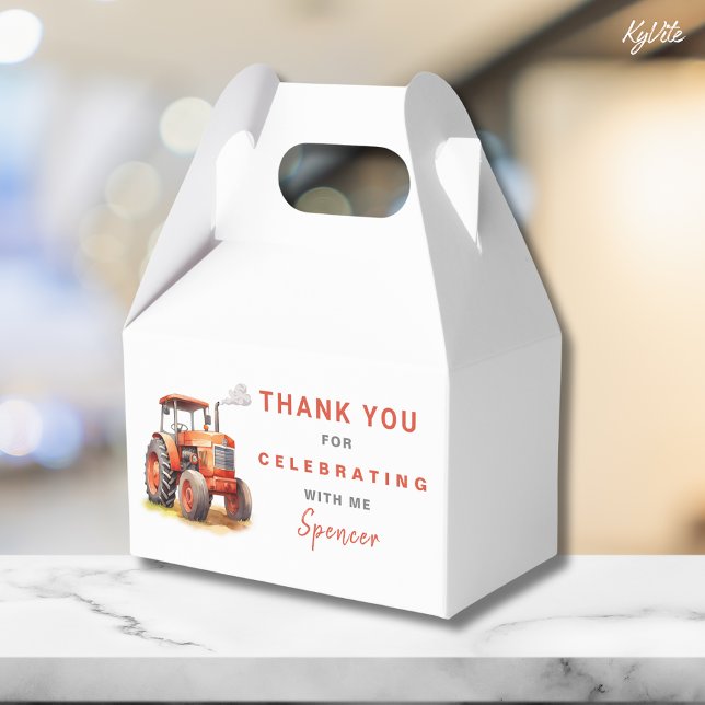 Caixinha De Lembrancinhas Aniversário do Red Trator Gable Box Modelo (Criador carregado)