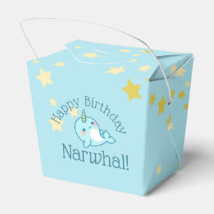 Caixinha De Lembrancinhas Aniversário dos azuis bebés de Narwhal com estre