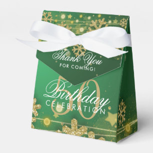 Caixinha De Lembrancinhas Aniversário Dourado Verde do inverno 50º Anivers