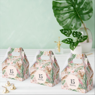Caixinha De Lembrancinhas Aniversário elegante floral em aquarela chic rosa 