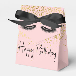 Caixinha De Lembrancinhas Aniversário Eyelashes com Dourada Glitter