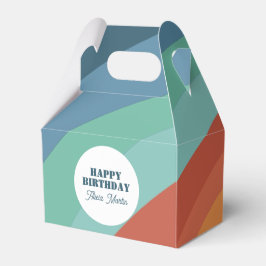 Caixinha De Lembrancinhas Aniversário feliz do Retro Groovy Rainbow