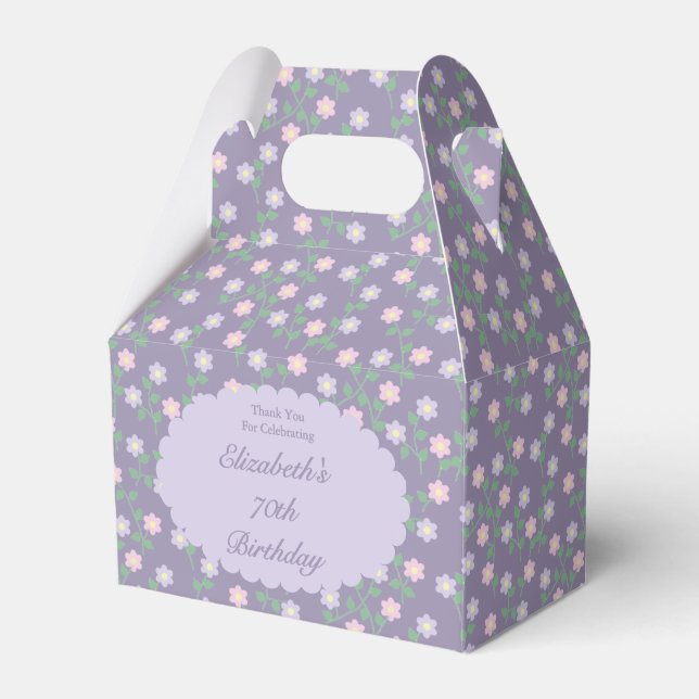 Caixinha De Lembrancinhas Aniversário Floral Roxo (Frente)