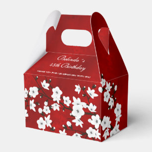 Caixinha De Lembrancinhas Aniversário Personalizado do Floral Red White Che