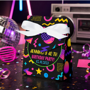 Caixinha De Lembrancinhas Aniversário Personalizado Neon Retro dos Anos 80 -