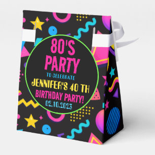 Caixinha De Lembrancinhas Aniversário Personalizado Neon Retro dos Anos 80 -