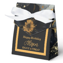 Aniversário Preto e Dourado Elegante 10cm x 5cm x 